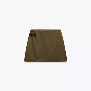 Zara Twill Buckle Mini Skirt